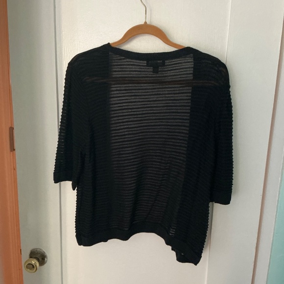 Black Sheer Open-Front Cardigan – Lightweight Layering Piece, Size XL - Picture 3 of 4